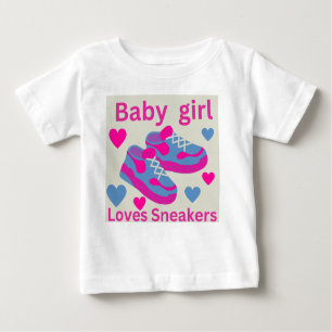 T shirt   For girls  With girls loves sneakers. 