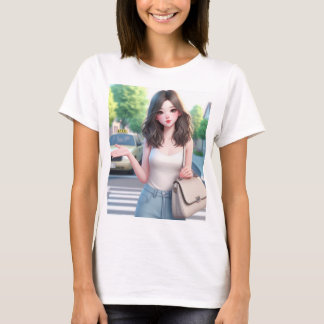 T-Shirt for Women with Beautiful 3D Art Lady Print