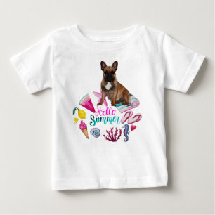 t-shirt french bulldogge hello summer