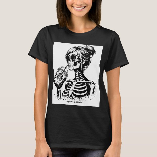 T-SHIRT FUNNY MAMAN SKELETON  (Front)