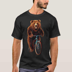 T-Shirt - Happy Grizzly Bear Cycling Mountain Bike