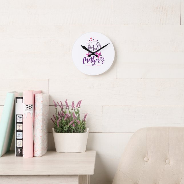 T-shirt Happy Mother day Girf  Round Clock (Reading Room)