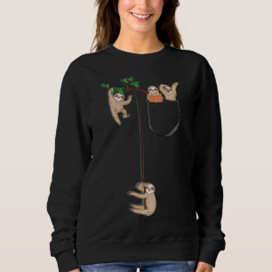 T-Shirt Happy Sloth Family Habitat in Pocket Sweatshirt