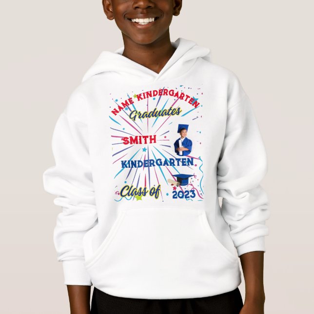 T-Shirt Hoodie, pullover, graduates,photo name kid (Front)