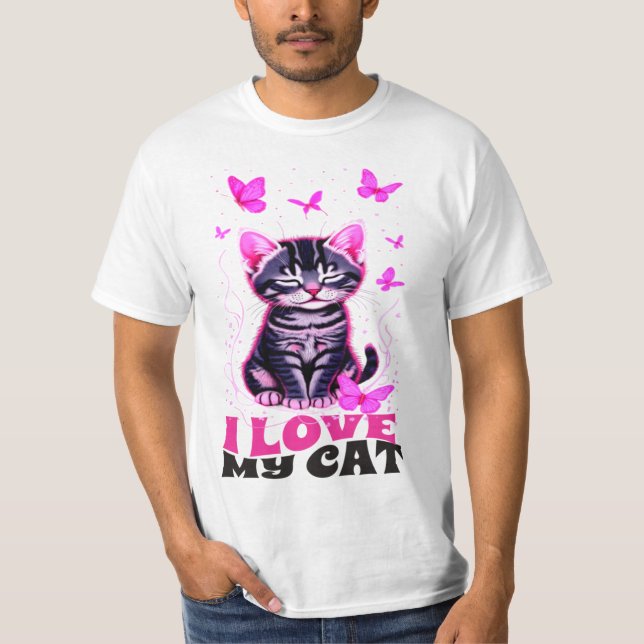 T-SHIRT I LOVE MY CAT NEW FASHION DESIGNER TEE (Front)