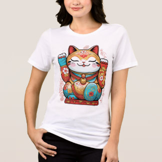 T-Shirt Japanese Lucky Cat (Maneki-neko) – Symbol Tri-Blend Shirt