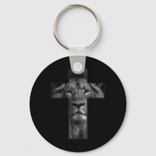 T-shirt Jesus Cross With Lion Face, Faith In God T Key Ring