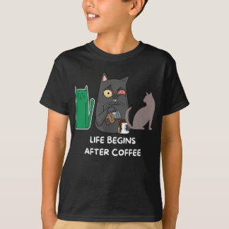 T-Shirt kids cat pictures for coffee lovers