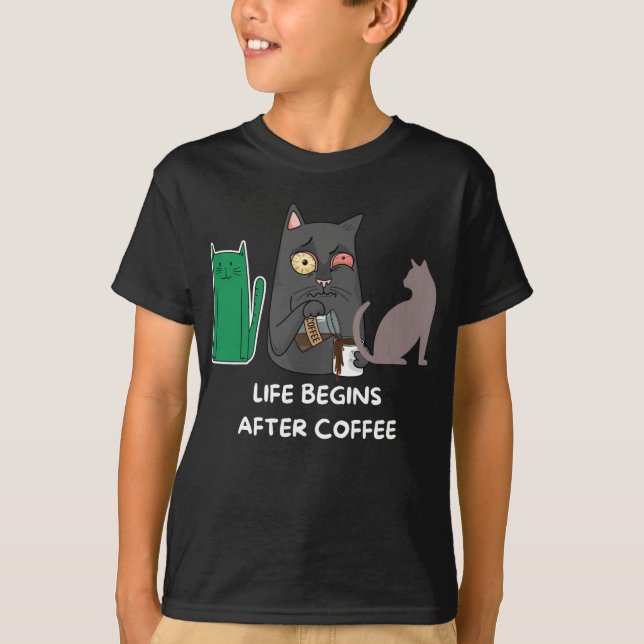 T-Shirt kids cat pictures for coffee lovers  (Front)