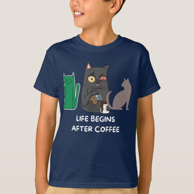T-Shirt kids cat pictures for coffee lovers  (Front)