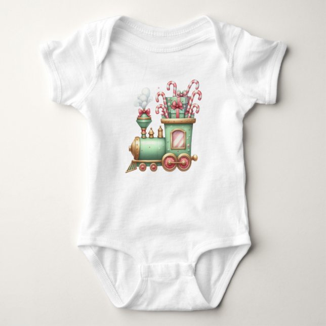 T-Shirt-Kids’ Christmas Train T-Shir Baby Bodysuit (Front)
