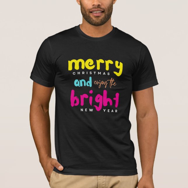 T-Shirt : Merry Christmas & New Year (black) (Front)