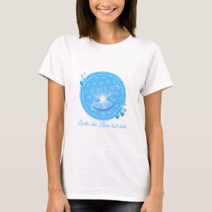 T-Shirt mit Blume des Lebens & Blüten Blau, Herz