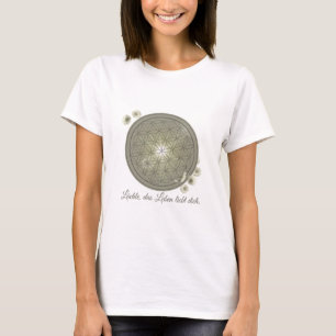 T-Shirt mit Blume des Lebens & Blüten, Grün, Blume