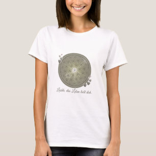 T-Shirt mit Blume des Lebens & Blüten, Grün, Herz