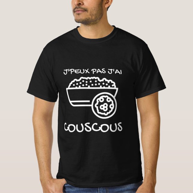 T-shirt noir "J'peux pas j'ai Couscous" (Front)