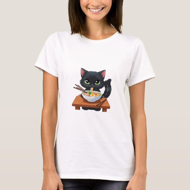 T-Shirt, Noodle Cat Shirt, Foodie Lover shirt (Front)