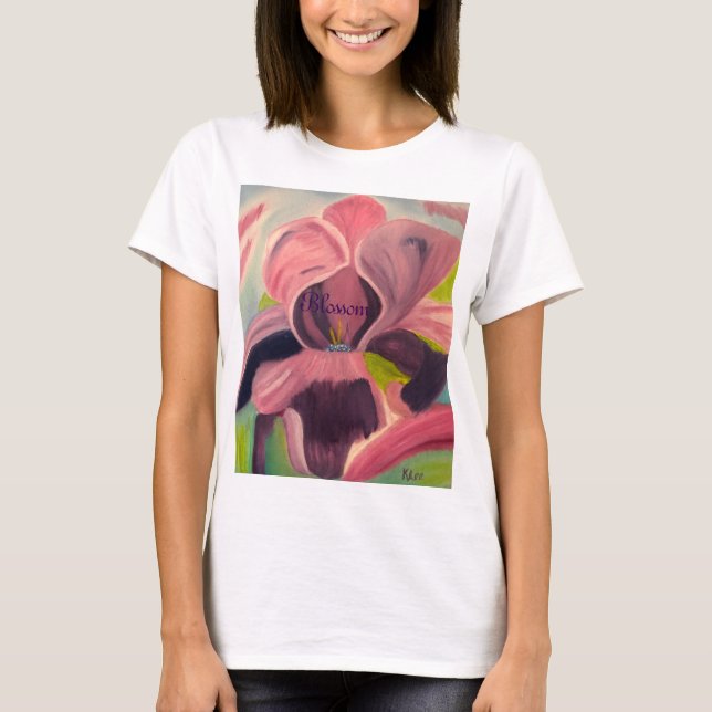 T-Shirt oil painting of flower to encourage growth (Front)