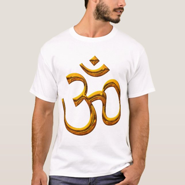 T-Shirt - OM, old gold effect / front - back (Front)