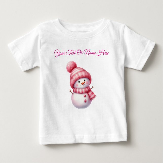 T-Shirt-Personalised Pink Christmas Baby Jersey  Baby T-Shirt (Front)