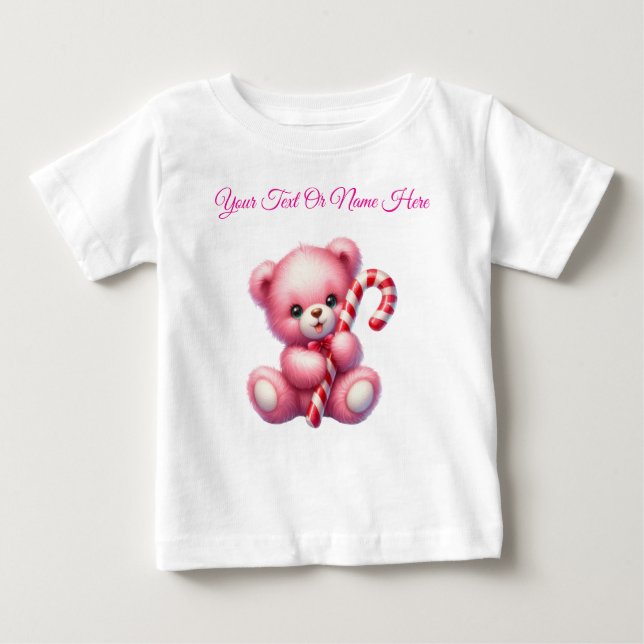 T-Shirt-Personalised Pink Christmas Baby Jersey  Baby T-Shirt (Front)