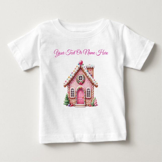 T-Shirt-Personalised Pink Christmas Baby Jersey  Baby T-Shirt (Front)