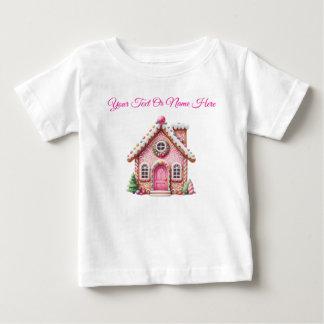 T-Shirt-Personalised Pink Christmas Baby Jersey T-Shirt