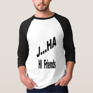 T-shirt raglan blanc noir Homme  JHA  FAMOUS  CLOW