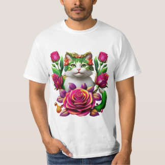 T_Shirt Royal Floral Cat Art T-Shirt