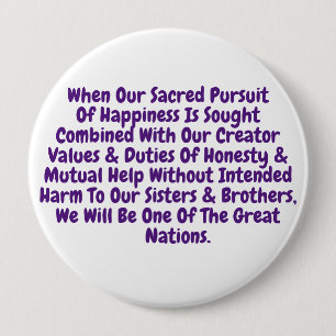 T-Shirt Short Reminder To Live Our Sacred Values 10 Cm Round Badge