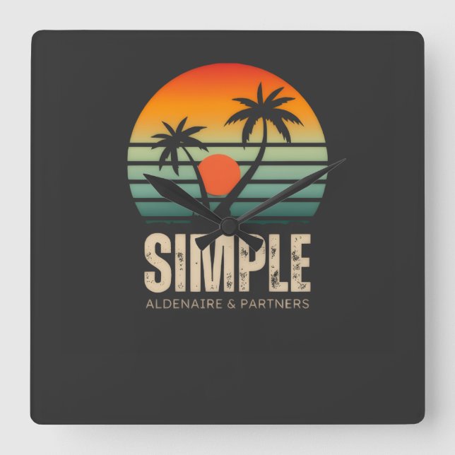 T-shirt Simple Sunset - Tropical vibes design Square Wall Clock (Front)