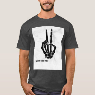T-SHIRT SKELETON HAND PEACE