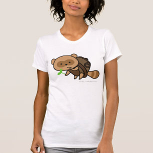 T-shirt - TeaKettle Tanuki with leaves
