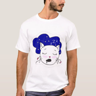 T-shirt. Trendy customised slipping happy cat. Zzz T-Shirt