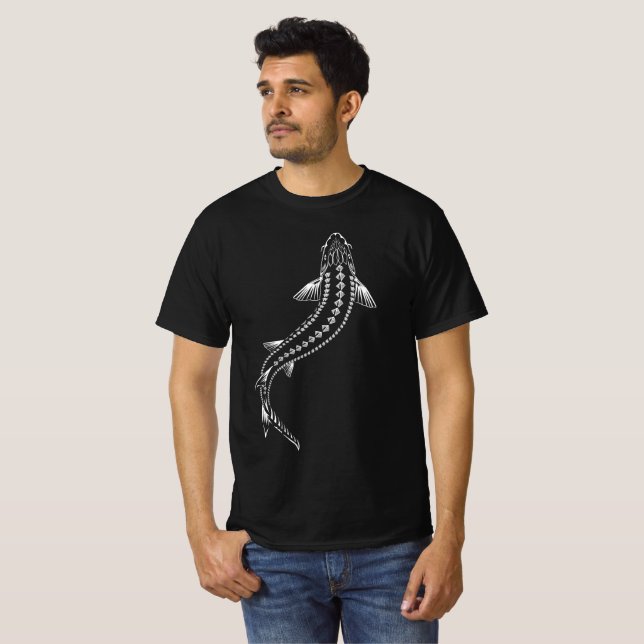 T-SHIRT -TRIBAL STURGEON FISH -SWIMMING STURGEON (Front Full)