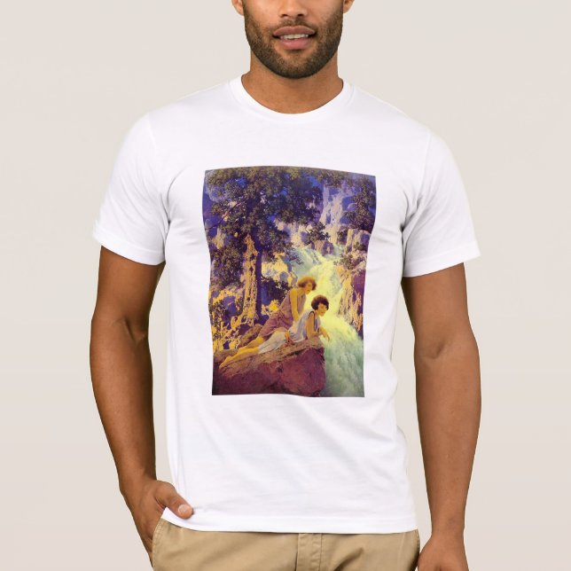 T-Shirt:  Waterfall - by Maxfield Parrish T-Shirt (Front)