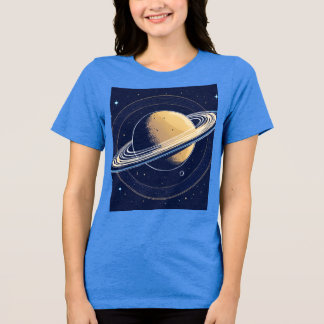 T-shirt with a design of solar system on it Tri-Blend shirt