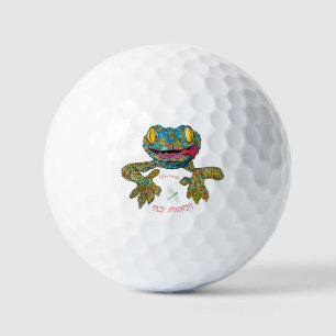 T shirt with cartoon lizard golf balls