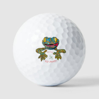 T shirt with cartoon lizard golf balls