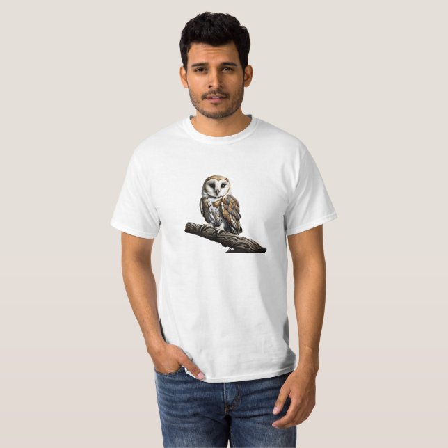 T-Shirt with Cute Barn Owl  (Front Full)