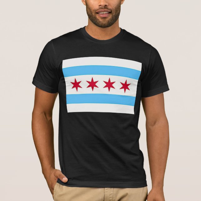T Shirt with Flag of Chicago, USA (Front)