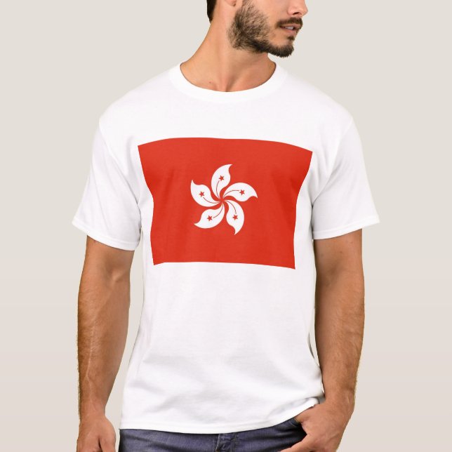 T Shirt with Flag of Hong Kong, China (Front)