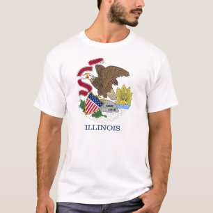 T Shirt with Flag of Illinois State USA