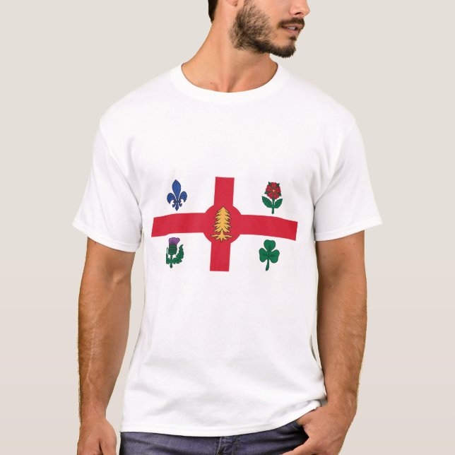 T Shirt with Flag of Montreal, Canada (Front)