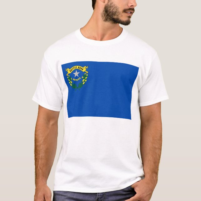 T Shirt with Flag of Nevada State USA (Front)