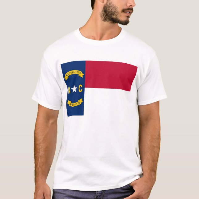 T Shirt with Flag of North Carolina State USA (Front)