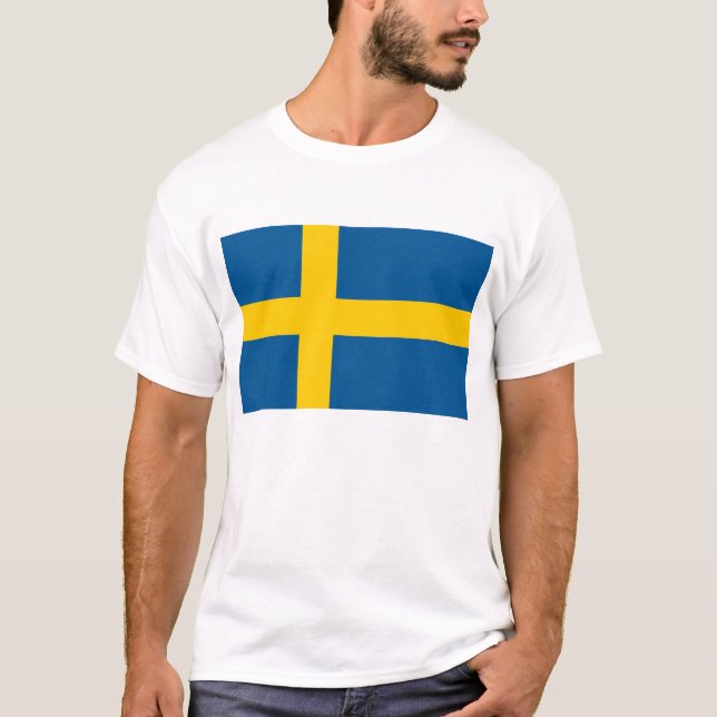 T Shirt with Flag of Sweden (Front)