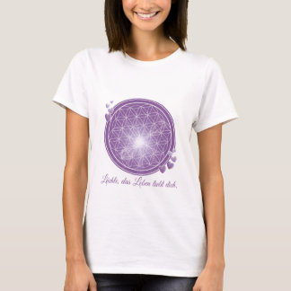 T-Shirt with Flower of Life & Petals, Purple, Hear