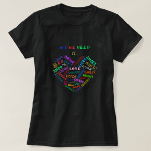 T-Shirt with Multi Language Love Word Text