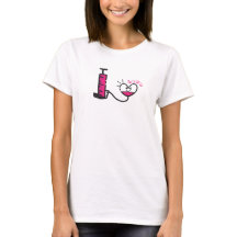 T-Shirt with portable pump symbol and heart symbol